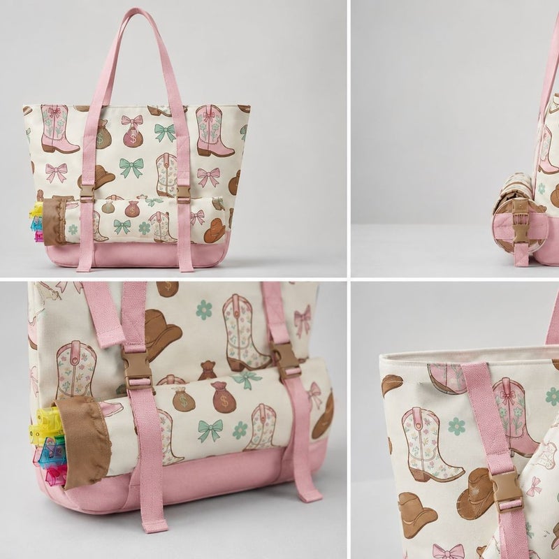Multi-Pattern Canvas Cosmetic Bag Set, 3-Piece, Large Capacity, Portable - Image 2