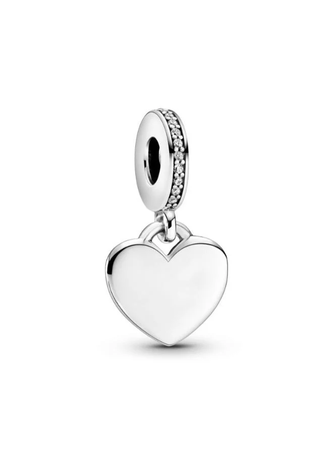 باندورا Engravable Heart Tag Dangle Charm