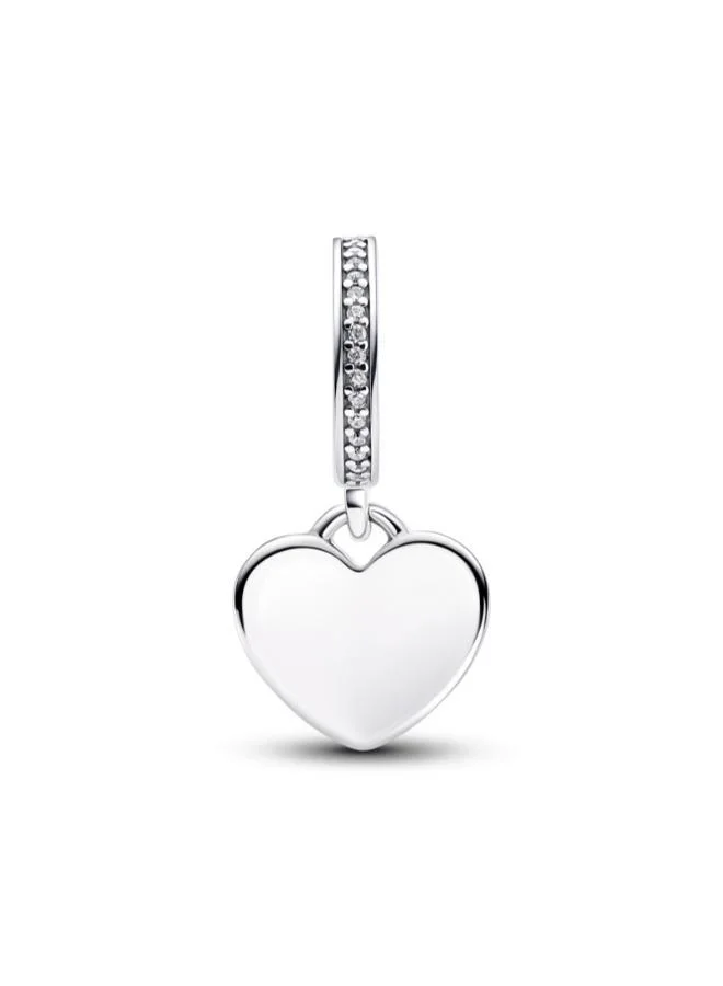باندورا Engravable Heart Tag Dangle Charm