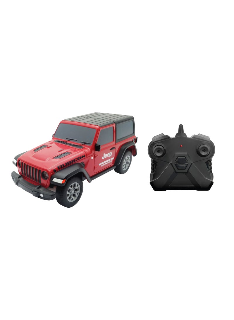 D-power 1:32 Scale Jeep Wrangler 2018 Remote Control Car – 2-Door Hard Top | Officially Licensed RC Car Toy  – Red - Image 1
