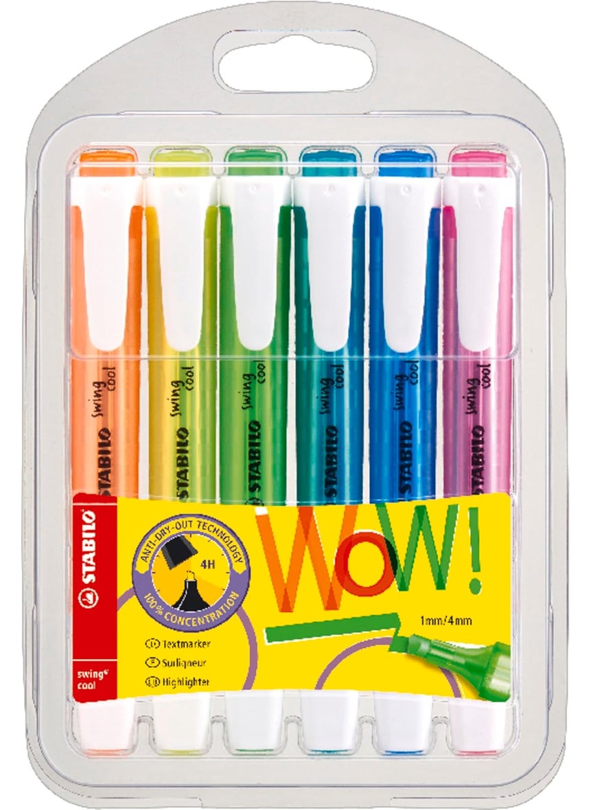 STABILO Highlighter  STABILO swing cool  Pack of 6  Assorted Colors  - Image 1