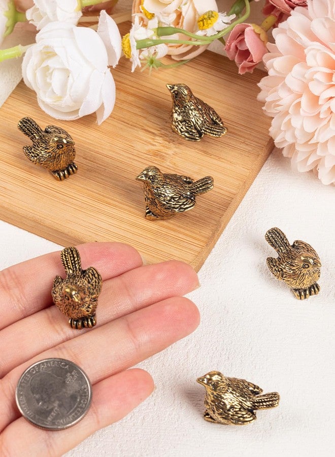 THSLSFX 6Pcs Brass Sparrow Door Hinge Topper, Hinge Heads Decorative Topper, Retro Brass Sparrow Statue with Roundots for Home and Office Desktop Decoration - Image 5