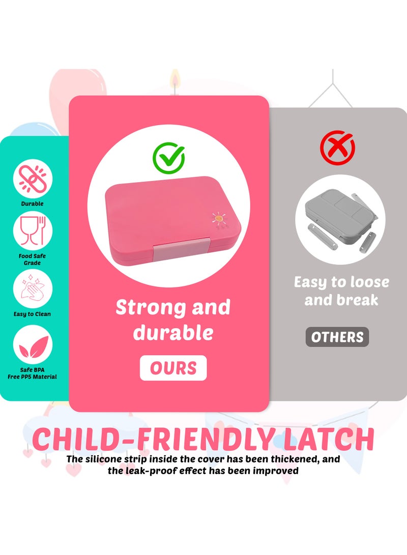 Baitywbnati Bento box 4/6 compartments Ideal Portion Sizes Leak-Proof, Bento Lunch Box for Kids Toddlers, Dishwasher Safe, BPA Free Removable Plastic Tray for kids Ages 3 to 7 years - Image 3