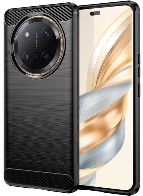 جراب Honor X9C، نسيج ألياف الكربون المصقولة، جراب هاتف مرن مقاوم للصدمات من مادة TPU، غطاء نحيف لهاتف Honor X9C 5G مقاس 6.78 بوصة، أسود