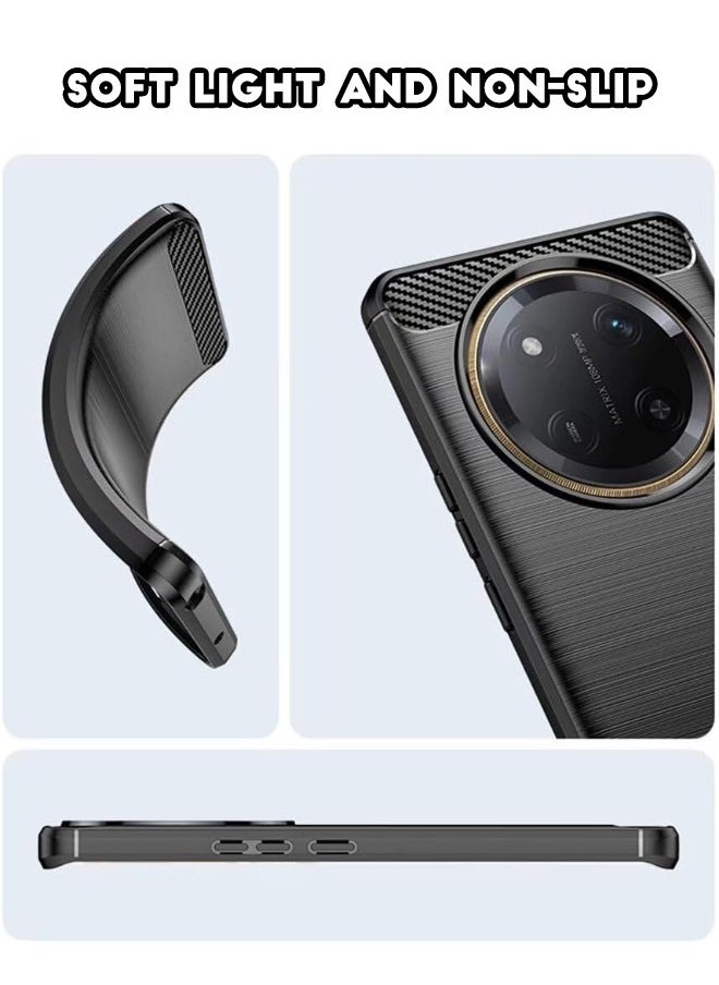 RUGGED SHIELD Honor X9C Case, Brushed Carbon Fiber Texture, Flexible TPU Shockproof Protection Bumper Phone Case, Slim Case Cover for Honor X9C 5G 6.78 inch, Black  - Image 3