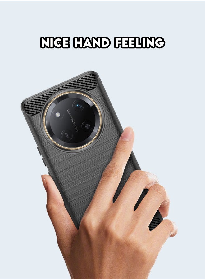 RUGGED SHIELD Honor X9C Case, Brushed Carbon Fiber Texture, Flexible TPU Shockproof Protection Bumper Phone Case, Slim Case Cover for Honor X9C 5G 6.78 inch, Black  - Image 4