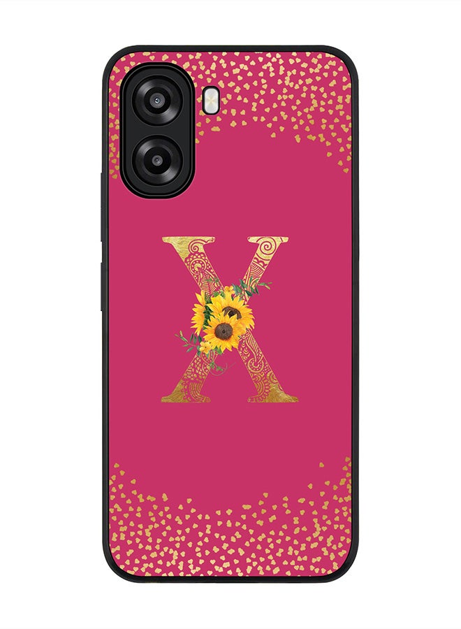 Stylizedd For Oppo A6x 5G / A6x 4G Case,Slim fit Camera Protection, Shockproof Thin Phone cover  - Custom Floral Monogram - X ( Deep Pink ) - Image 1