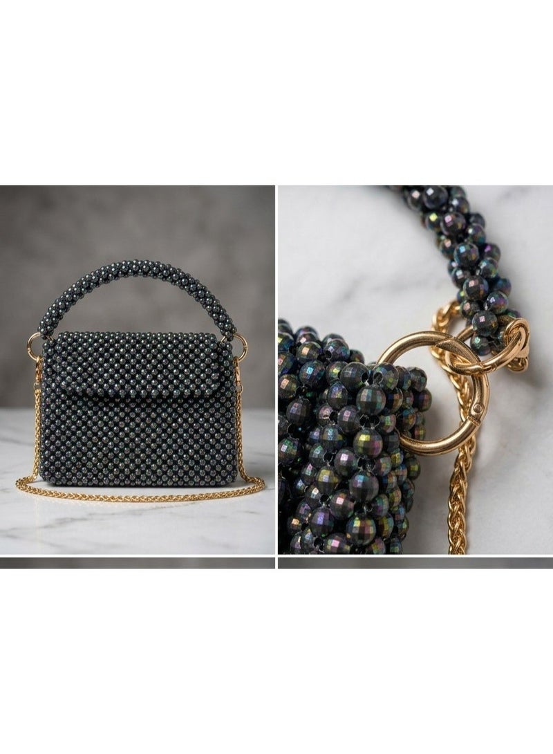 Connect Bags Handmade beaded shoulder bag - Fully handcrafted- dark blue - Image 1
