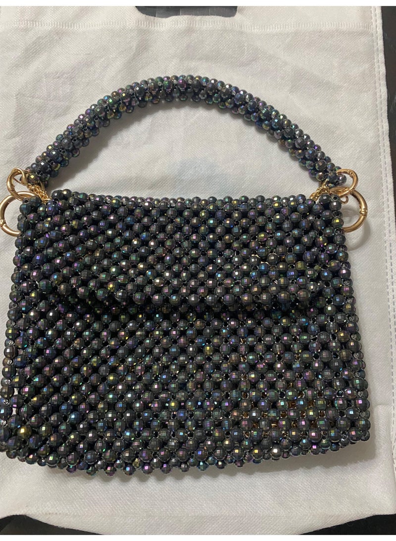 Connect Bags Handmade beaded shoulder bag - Fully handcrafted- dark blue - Image 2