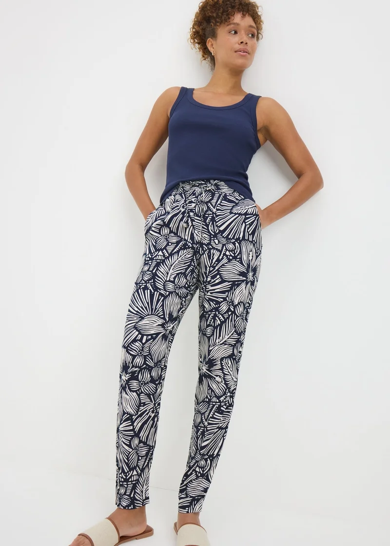 Matalan Navy Floral Tapered Trousers