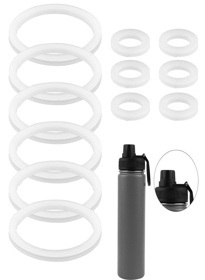 PEUTIER 12pcs Stainless Steel Water Bottle Lid & Spout Lid Gasket, Silicone Sealing Ring Replacement for Chug Lids Compatible with DRINCO Insulated Water Bottle 14/18/22/32/40/64oz - Image 1