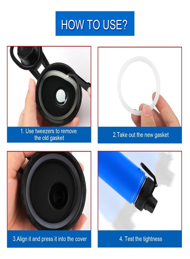 PEUTIER 12pcs Stainless Steel Water Bottle Lid & Spout Lid Gasket, Silicone Sealing Ring Replacement for Chug Lids Compatible with DRINCO Insulated Water Bottle 14/18/22/32/40/64oz - Image 5