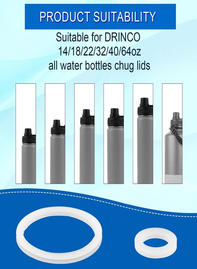 PEUTIER 12pcs Stainless Steel Water Bottle Lid & Spout Lid Gasket, Silicone Sealing Ring Replacement for Chug Lids Compatible with DRINCO Insulated Water Bottle 14/18/22/32/40/64oz - Image 3