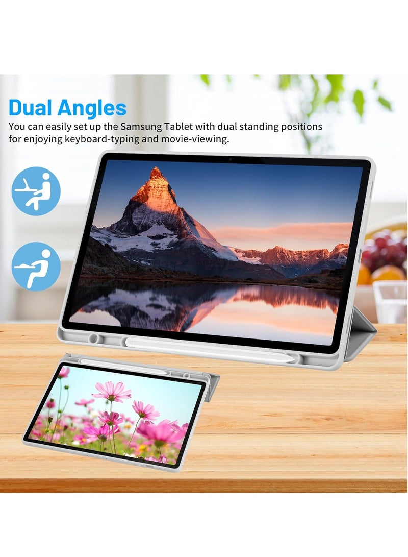 MIGOFAST Case for Samsung Galaxy Tab S10 Plus 12.4 Inch with S Pen Holder  Soft TPU Tri-Fold Stand Protective Tablet Cover  Support S Pen Charging  Auto Wake/Sleep Gray Silver - Image 4