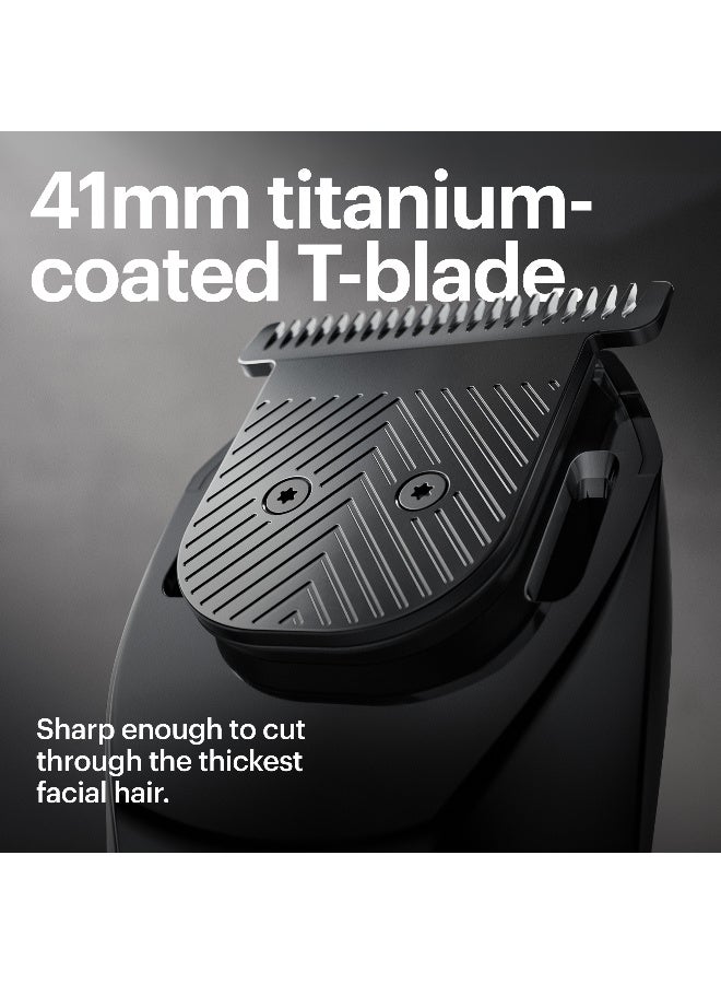 Manscaped The Beard Hedger Premium Men's Beard Trimmer, 20 Length Adjustable Blade Wheel, Stainless Steel T-Blade for Precision Facial Hair Trimming, Cordless Waterproof Wet/Dry Clipper - Image 5