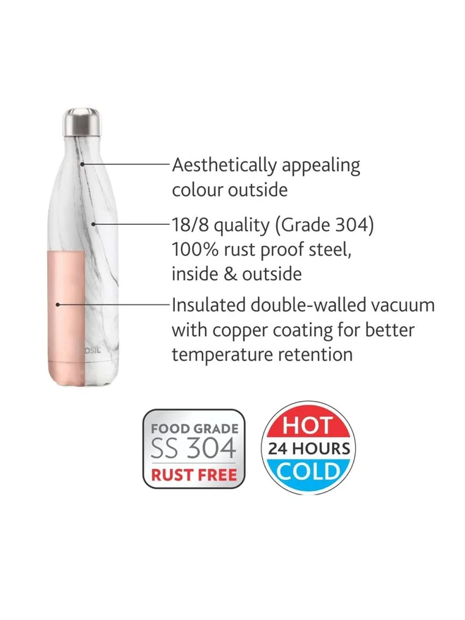 بوروسيل زجاجة فاكيوم بلمسة رخامية - ٥٠٠ مل