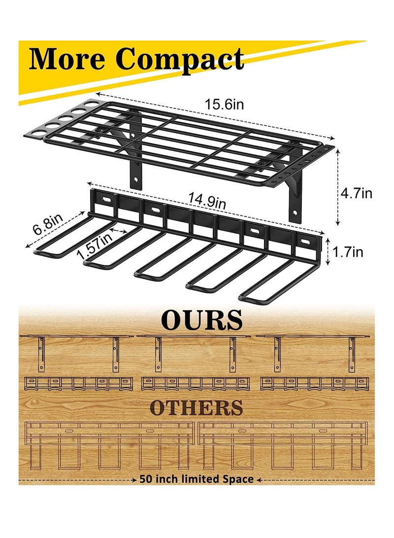SYOSI منظم أدوات الطاقة معلق على الجدار، تصميم قابل للتعديل لتخزين الأدوات، حامل للحفر، رف تخزين للأدوات لمتجر ورشة العمل - Image 4