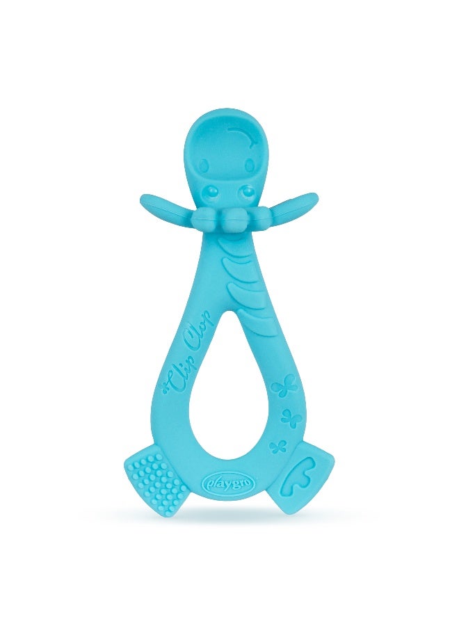 Playgro Clip Clop Dip & Flip Spoon – Blue – BPA-Free Baby Feeding Spoon, Soft-Tip Weaning Spoon for Infants & Toddlers, Easy-Grip Self-Feeding Utensil - Image 1