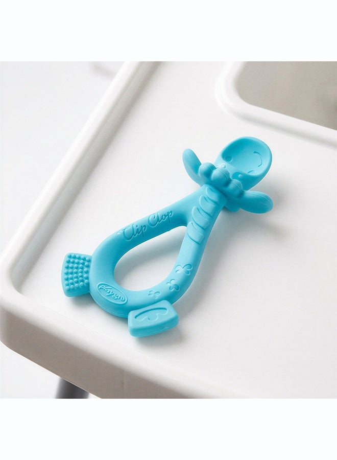 Playgro Clip Clop Dip & Flip Spoon – Blue – BPA-Free Baby Feeding Spoon, Soft-Tip Weaning Spoon for Infants & Toddlers, Easy-Grip Self-Feeding Utensil - Image 3