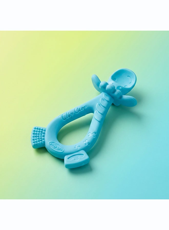 Playgro Clip Clop Dip & Flip Spoon – Blue – BPA-Free Baby Feeding Spoon, Soft-Tip Weaning Spoon for Infants & Toddlers, Easy-Grip Self-Feeding Utensil - Image 2