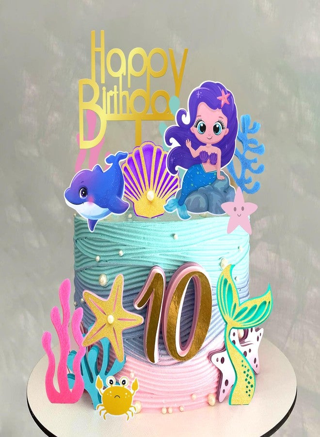 DRWATE 17 PCS Mermaid Cake Toppers for Mermaid Under the Sea Themed Birthday Wedding Decorations Supplies (1) - Image 4