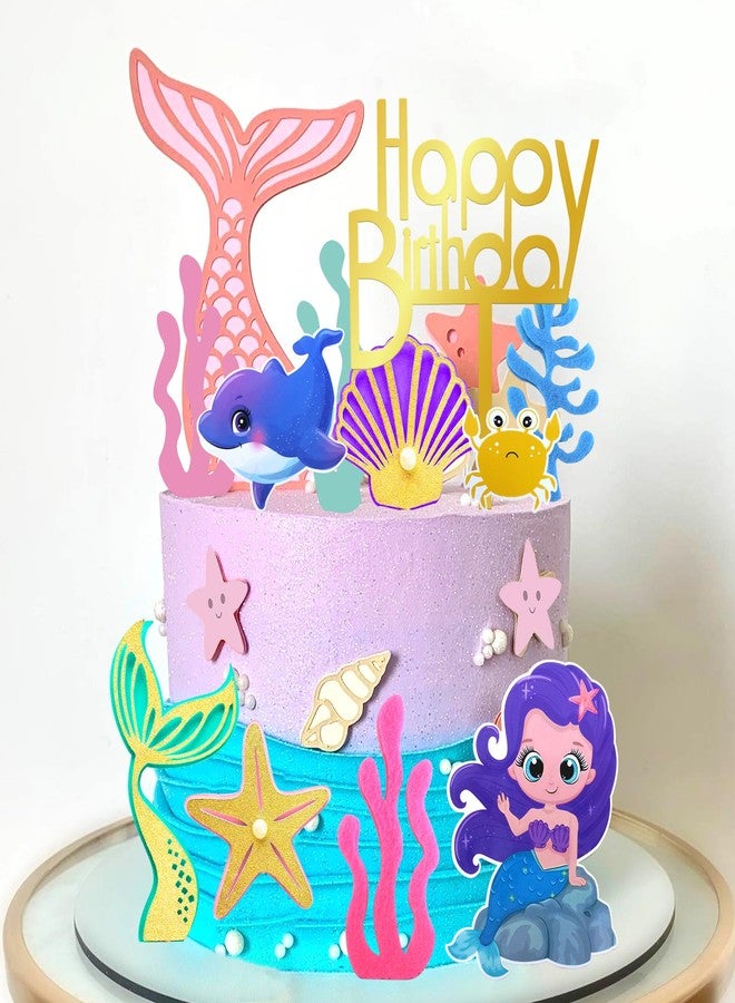 DRWATE 17 PCS Mermaid Cake Toppers for Mermaid Under the Sea Themed Birthday Wedding Decorations Supplies (1) - Image 3