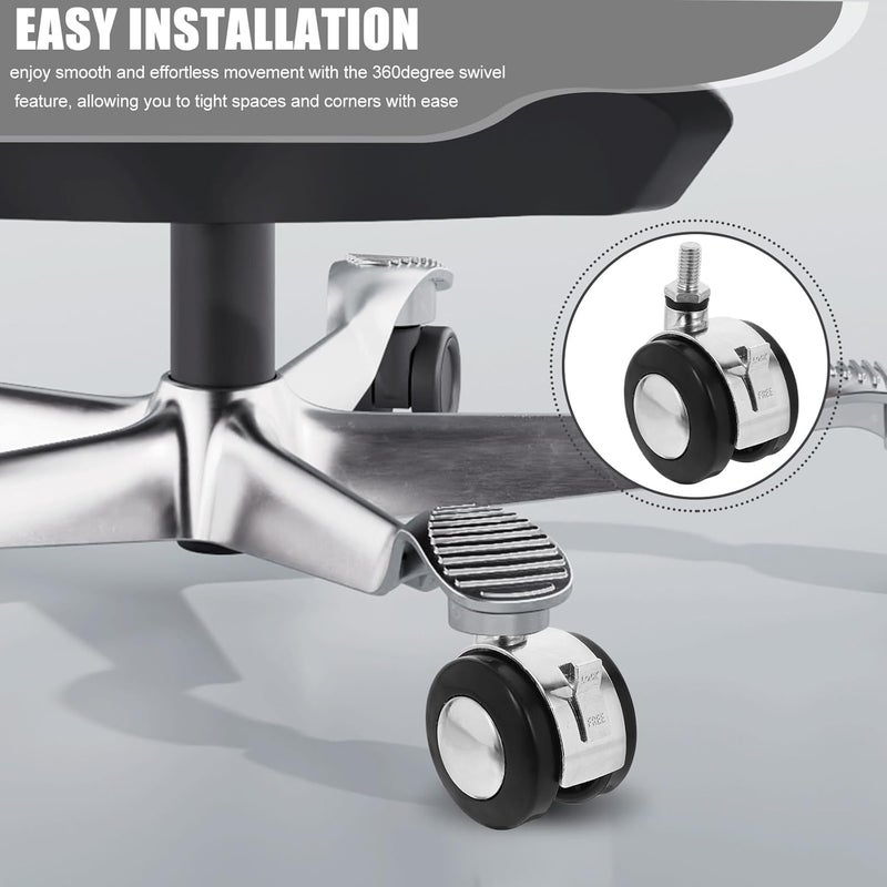 4pcs 2-inch Office Chair Replacement Stem Casters with Brake Swivel Caster Wheels for Furniture Legs Quiet Rolling Chair Wheels Compatible with Computer - Image 3