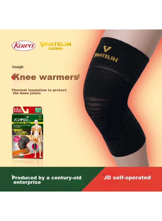 Kowa Knee Brace, Imported From Japan, Heat-retaining And Warm, For Joint Protection During Running And Sports, Warm Knee Brace, Black, Single Pack, Size M - Image 1