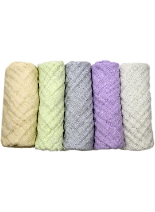 بيبيهود Baby Wash Cloth Baby Towels and Washcloths 5 Pack Muslin Baby Washcloths - Image 1