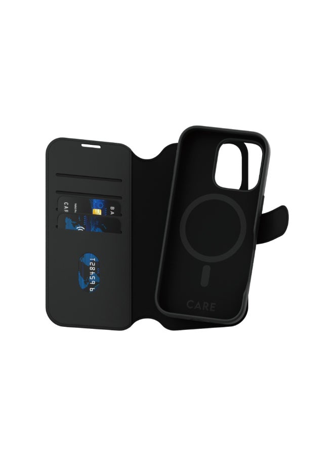 PanzerGlass حافظة بانزر جلاس كير جلد تانغو لهاتف آبل آيفون 16 برو 6.3" 2024| حماية من السقوط حتى 15 قدم، حافظة 2 في 1، 3 فتحات بطاقات، غطاء خلفي مغناطيسي قابل للفصل، حافة كاميرا مرتفعة - أسود - Image 1