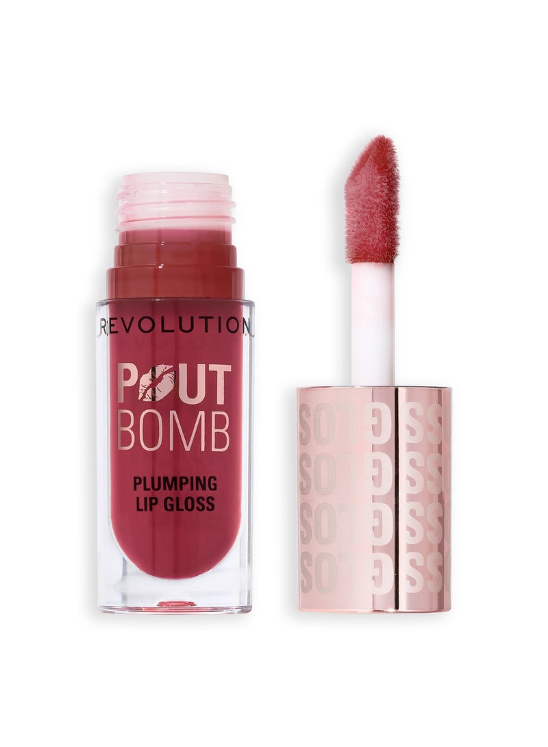 REVOLUTION Makeup Revolution Pout Bomb Plumping Lip Gloss – Rose Pink - Image 2
