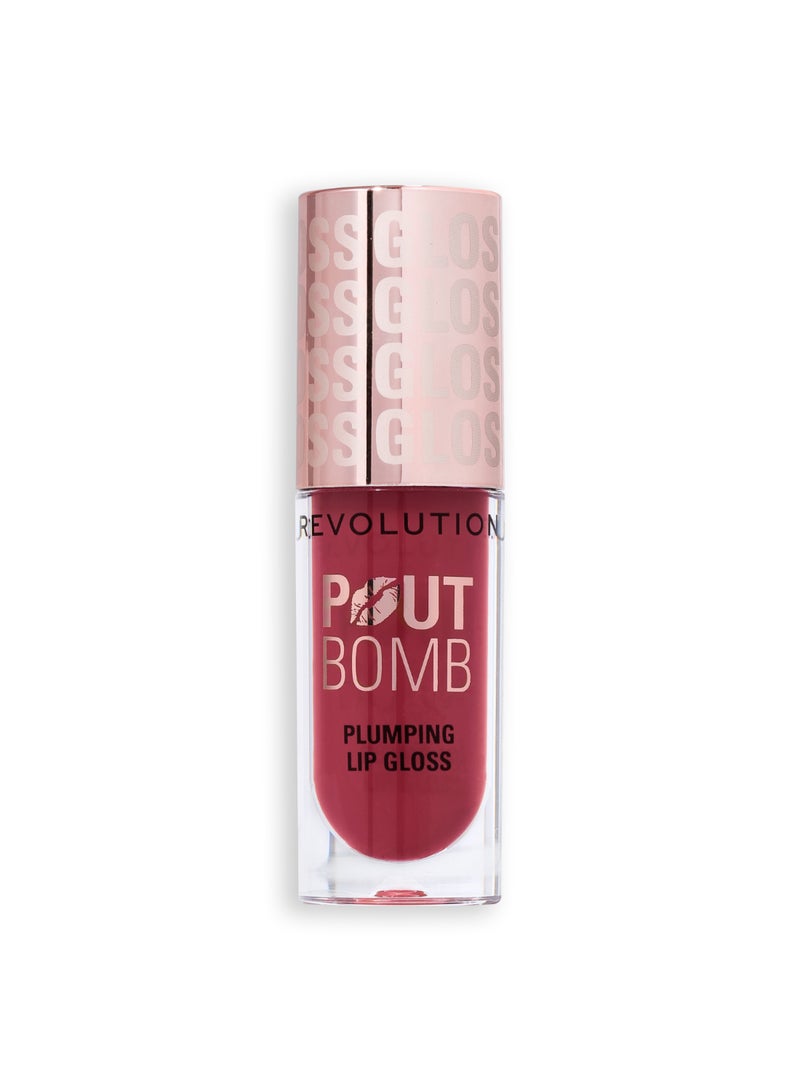 REVOLUTION Makeup Revolution Pout Bomb Plumping Lip Gloss – Rose Pink - Image 1