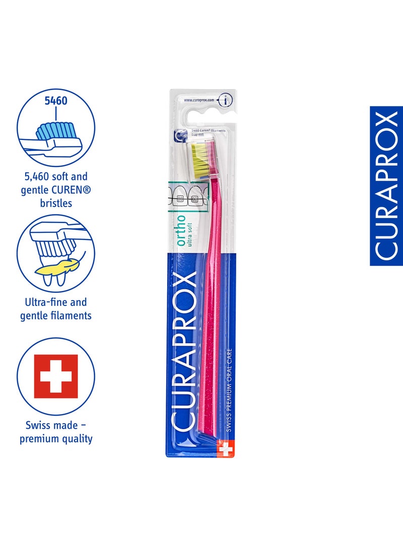 CURAPROX Toothbrush Ortho Ultra Soft For Adults With 5460 Curen Bristles -Multicolor - Image 2