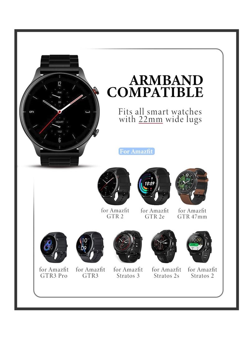 تين تك سوار معدني من الستانلس ستيل مقاس 22 ملم لساعة سامسونج جالاكسي 3 45-46 ملم / جير 3، استراب رياضي من السيليكون الناعم المقاوم للماء لساعة هواوي ووتش GT3 46  ملم/ GT2E/  GTz برو، من تين تيك - اسود - Image 2