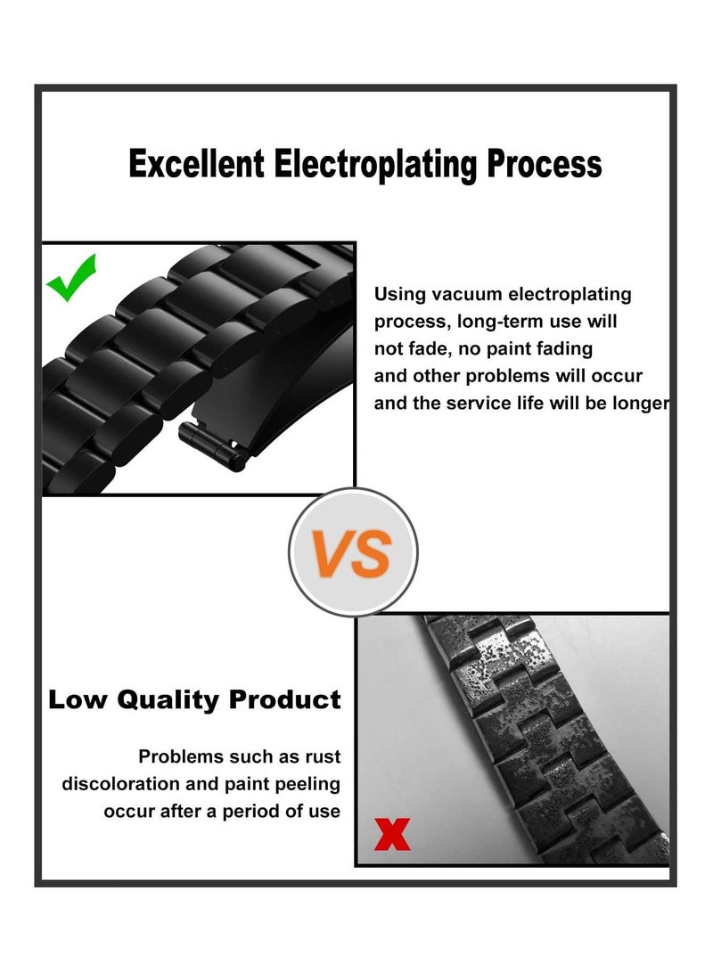 تين تك سوار معدني من الستانلس ستيل مقاس 22 ملم لساعة سامسونج جالاكسي 3 45-46 ملم / جير 3، استراب رياضي من السيليكون الناعم المقاوم للماء لساعة هواوي ووتش GT3 46  ملم/ GT2E/  GTz برو، من تين تيك - اسود - Image 3