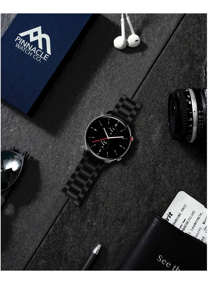 تين تك سوار معدني من الستانلس ستيل مقاس 22 ملم لساعة سامسونج جالاكسي 3 45-46 ملم / جير 3، استراب رياضي من السيليكون الناعم المقاوم للماء لساعة هواوي ووتش GT3 46  ملم/ GT2E/  GTz برو، من تين تيك - اسود - Image 4