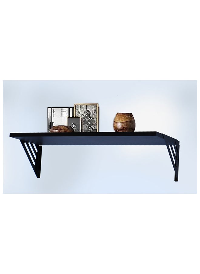 Feelings WALL SHELF BLACK 60cm WITH 2 BRACKETS SIZE : 60x20x1.5CM  - Image 3