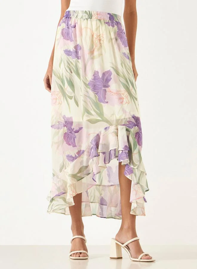 2Xtremz 2Xtremz Floral Print Asymmetric Maxi Skirt
