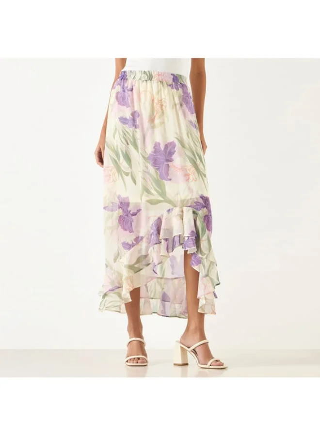 2Xtremz 2Xtremz Floral Print Asymmetric Maxi Skirt
