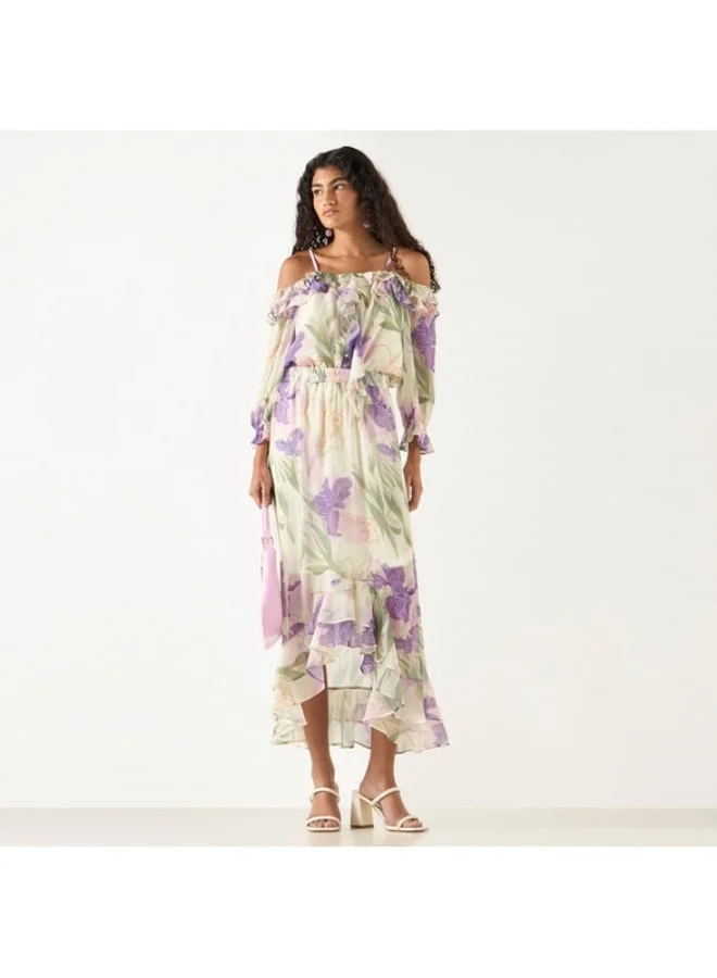 2Xtremz 2Xtremz Floral Print Asymmetric Maxi Skirt