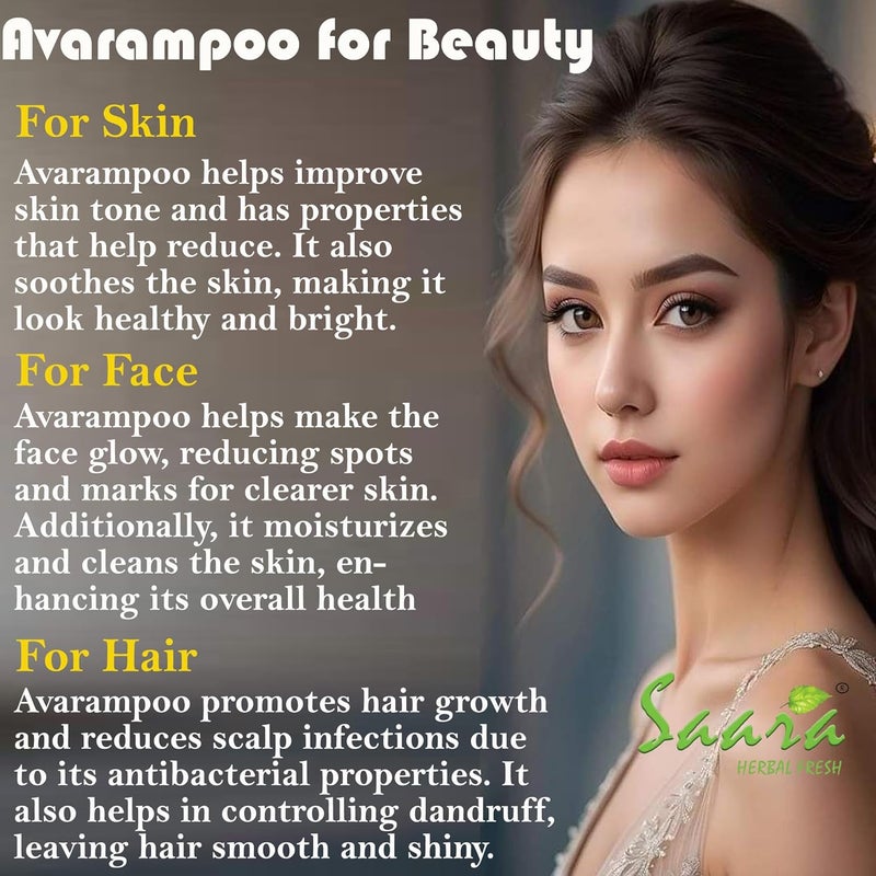 Saara HERBAL FRESH Avarampoo Powder 400g Tangedu Flower Tarwar Avaram senna Senna auriculata For Body Skin Face and Hair care 400g Pack of 4 X 100g - Image 3