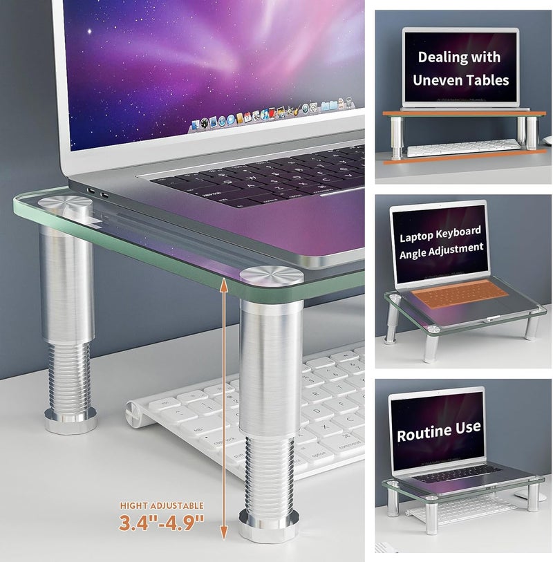 Hemudu Clear Computer Monitor Stand Riser with Height Adjustable Multi Media Desktop Stand for Flat Screen LCD LED, Laptop/Notebook/Xbox One,HD01T-002 - Image 2