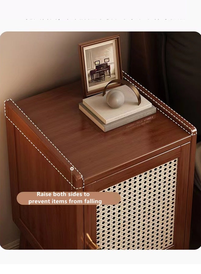 Kutis Bamboo Bedside Table Nightstand Bedside Cabinet Side Table Sofa Table with 1 Door Storage Unit For Bedroom Living Room  30 X 32 X 51 cm - Image 4