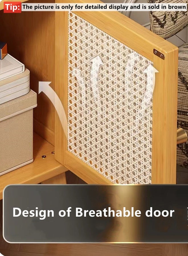 Kutis Bamboo Bedside Table Nightstand Bedside Cabinet Side Table Sofa Table with 1 Door Storage Unit For Bedroom Living Room  30 X 32 X 51 cm - Image 5