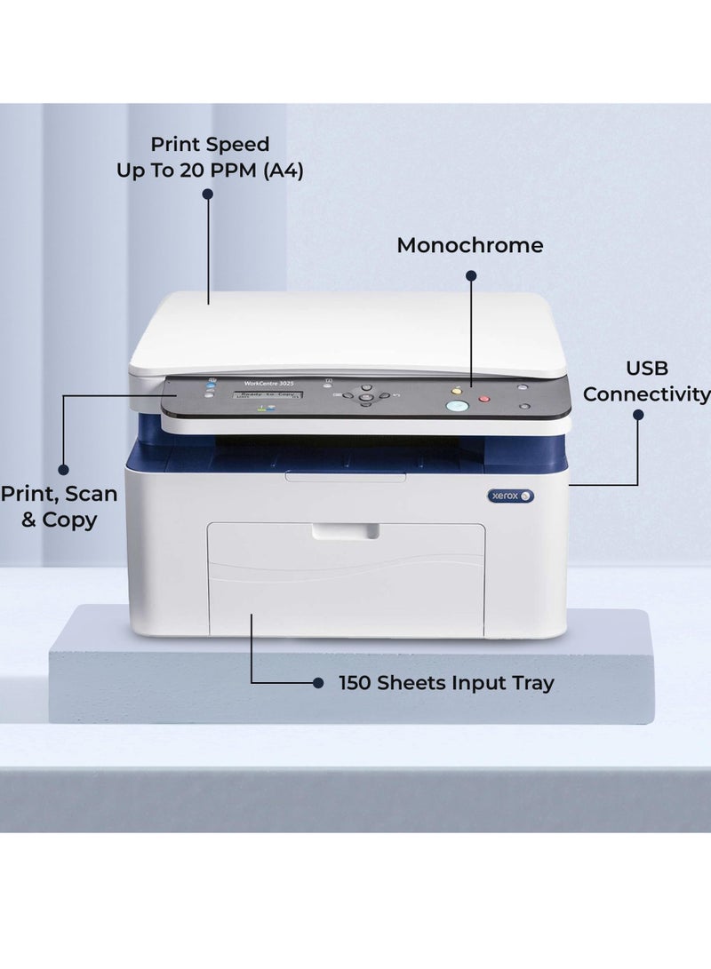 xerox WorkCentre 3025 Monochrome Multifunction Laser Printer, B&W Printer,A4,21ppm let, 20ppmA4  - Image 4