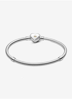 Pandora Violet Pandora Moments Women's Classic Gold Heart Chain Buckle 925 Silver and 14K Gold Snake Bone Chain Bracelet 599380C00  - Image 3