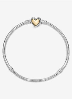 Pandora Violet Pandora Moments Women's Classic Gold Heart Chain Buckle 925 Silver and 14K Gold Snake Bone Chain Bracelet 599380C00  - Image 4