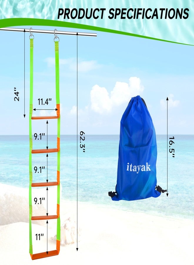 itayak Boat Rope Ladder, 5 Step Heavy Duty Climbing Ladder For Inflatable Boats, Fishing Sailboats, Kayaks, Tree Houses, And Outdoor Activities (5 Step) - Image 2