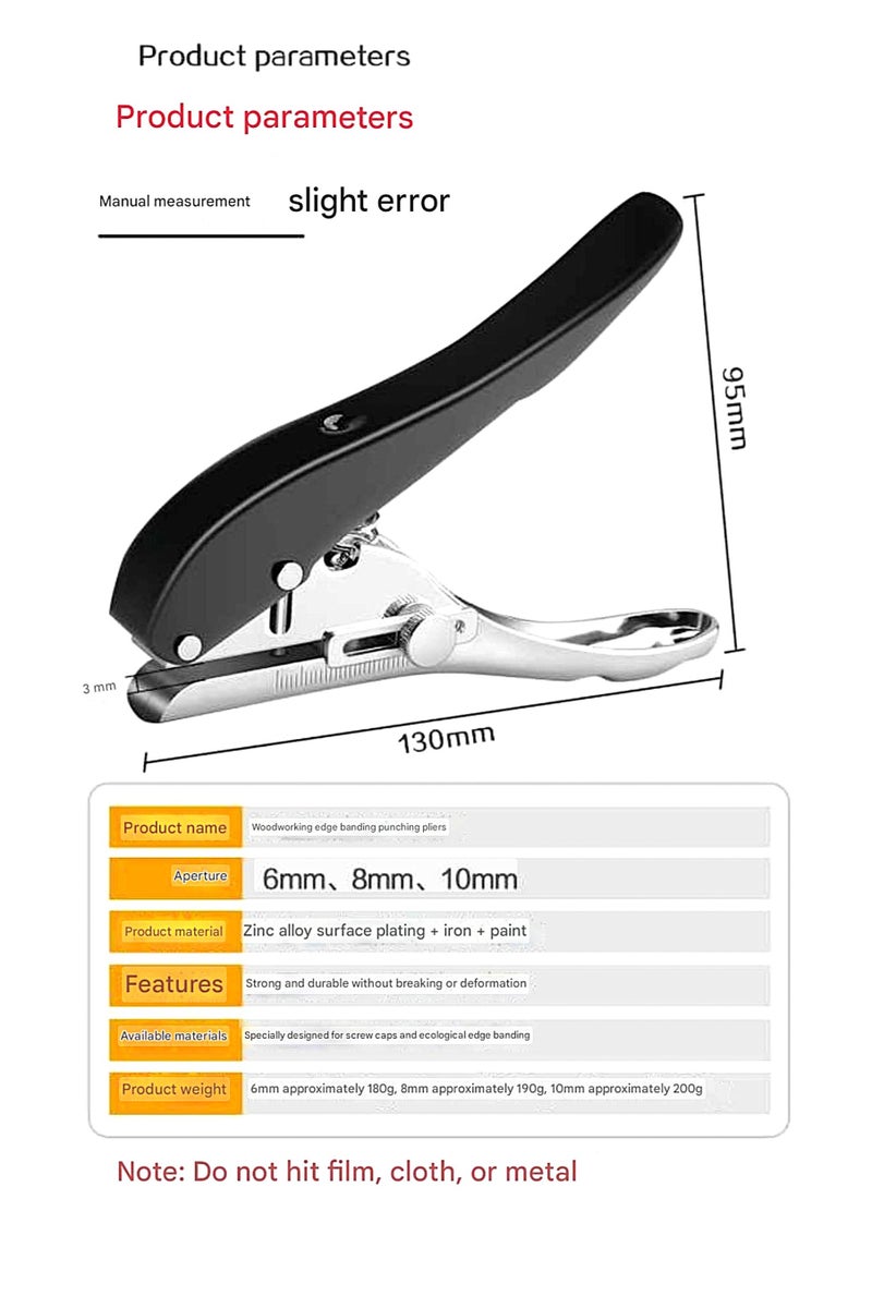 ELIKLIV 10mm Edge Banding Leather Punch Woodworking Flat Bevel Punching Pliers Sunken Hole Screw Cap Metal Clamp Precise Scale Positioning Zinc Alloy / All-Iron Durable Design - Image 3