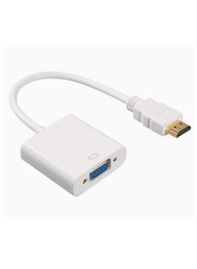 شابية محول HDMI إلى VGA بدقة 1080P (من ذكر HDMI إلى أنثى VGA) مزود بمنفذ صوت وطاقة DC - متوافق مع أجهزة الكمبيوتر المحمولة والمكتبية، وأجهزة التلفاز الذكية (TV Box)، وأجهزة Xbox وPS3 وPS4 وغيرها - اللون: أبيض - Image 1